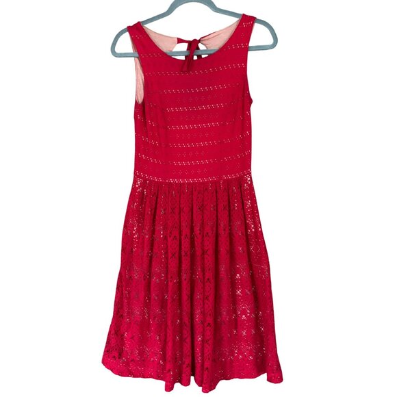 Anthropologie Postmark Dress Sunstream Eyelet Red Boho Prairie Cutout - Picture 5 of 14